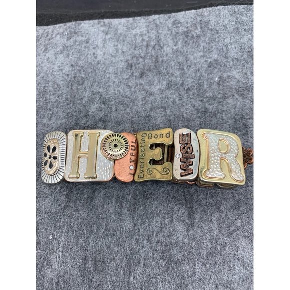 Mother Bracelet Stretch Bracelet  7" Gold and Silver Tones - Picture 3 of 6